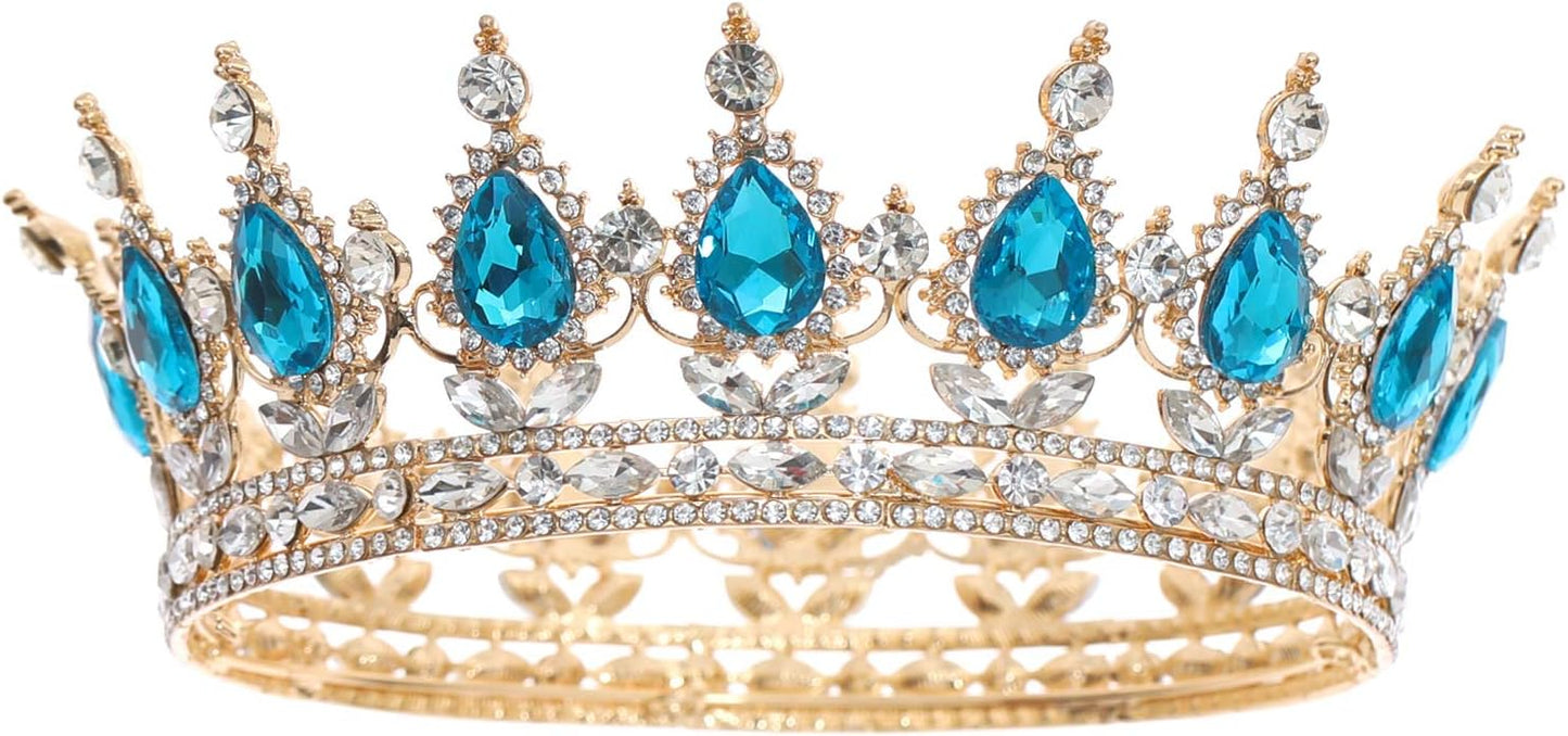 FORSEVEN Queen Crown Rhinestone Wedding Crowns and Tiaras for Women Costume Party Hair Accessories Princess Birthday Crown Crystal Bridal Crown Christmas Decorations Headband