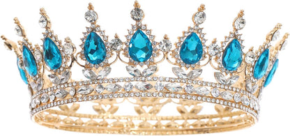 FORSEVEN Queen Crown Rhinestone Wedding Crowns and Tiaras for Women Costume Party Hair Accessories Princess Birthday Crown Crystal Bridal Crown Christmas Decorations Headband