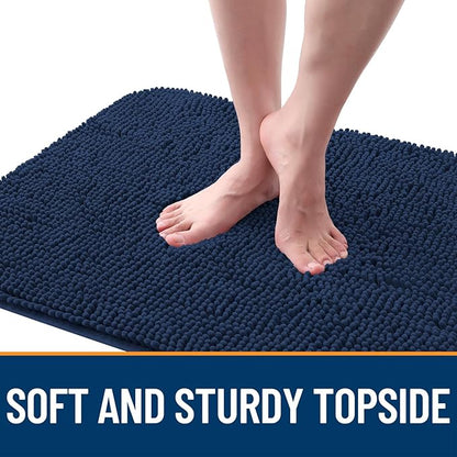 OLANLY Dog Door Mat for Muddy Paws 40x32, Absorbs Moisture and Dirt, Absorbent Non-Slip Washable Doormat, Quick Dry Chenille Mud Mat for Dogs, Entry Indoor Entryway Carpet for Inside Floor, Dark Blue