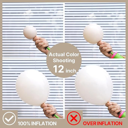 PartyWoo White Sand Balloons 101pcs 12 Inch Off White Beige Cream Ivory Boho Neutral Latex Balloons for Wedding Graduation Baby Shower Anniversary Engagement Birthday Party Decorations White-F12