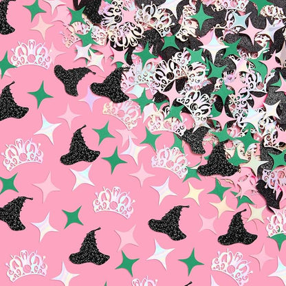 xo, Fetti Pink + Green Witch Confetti, Glitter + Iridescent Foil - 200 pc | Kids Wizard Party Decorations, Girls Birthday Table Decor, Popular Supplies, Bachelorette Tablescape