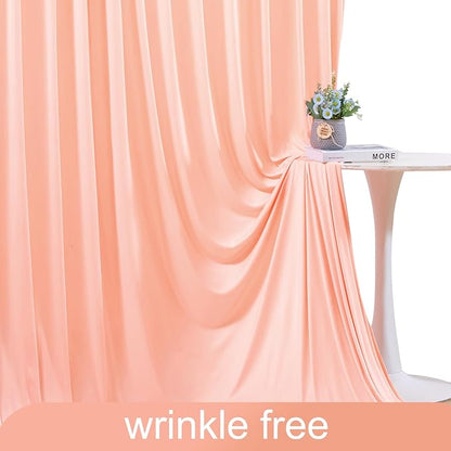 Peach Backdrop Curtain for Parties Baby Shower Wrinkle Free Peach Photo Curtains Backdrop Drapes Fabric Decoration for Wedding Birthday Party 5ft x 8ft,2 Panels
