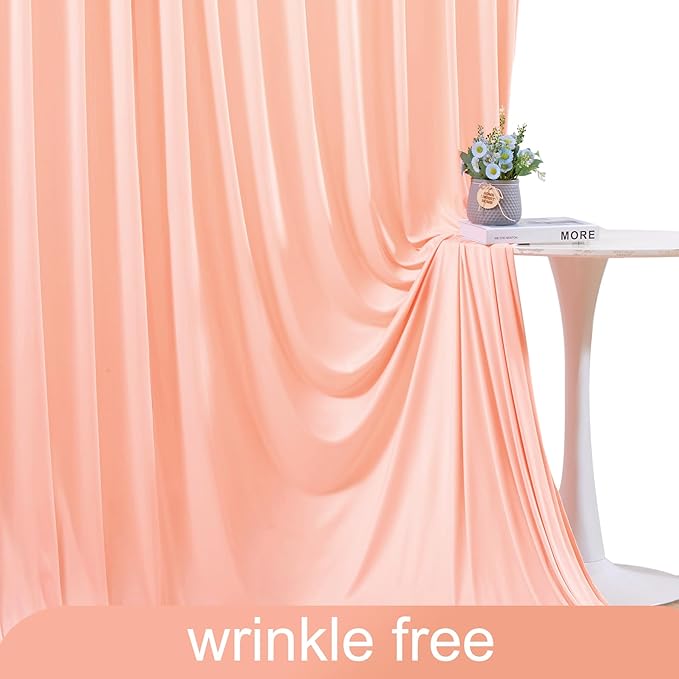 10x10 Peach Backdrop Curtain for Parties Baby Shower Wrinkle Free Peach Photo Curtains Backdrop Drapes Fabric Decoration for Wedding Birthday Party 5ft x 10ft,2 Panels