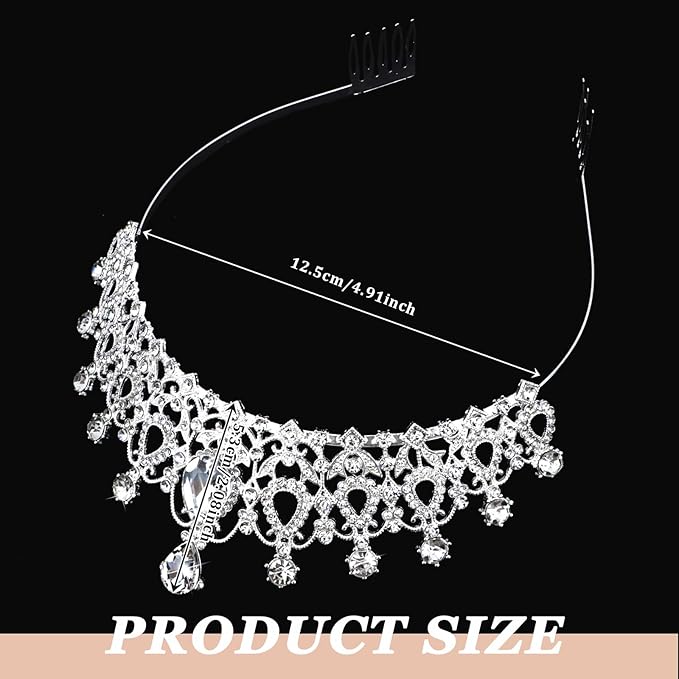 CIEHER 18 PCS Gold Crowns for Women, Crystal Queen Crown Princess Tiaras for Prom Birthday Party Halloween Costume