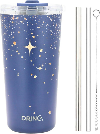 Drinco - 20 oz Stainless Steel Tumbler | Double Walled Vacuum Insulated Mug With Lid, 2 Straws, For Hot & Cold Drinks (20oz North Star)
