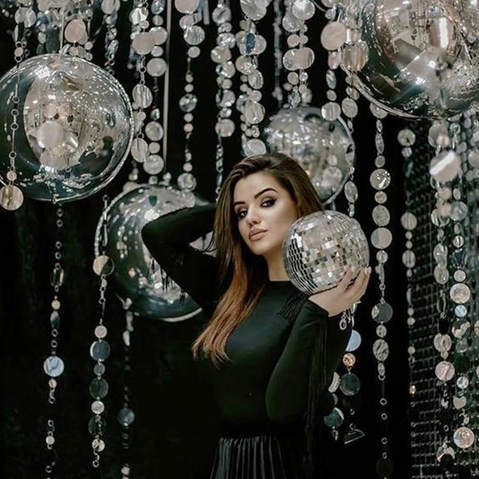12PCS Silver Foil Balloons 22in 15in 10in Different Sizes Large Silver Foil Metallic Balloons 4D Round Chrome Balloon for Graduation New Year Birthday Party Decorations