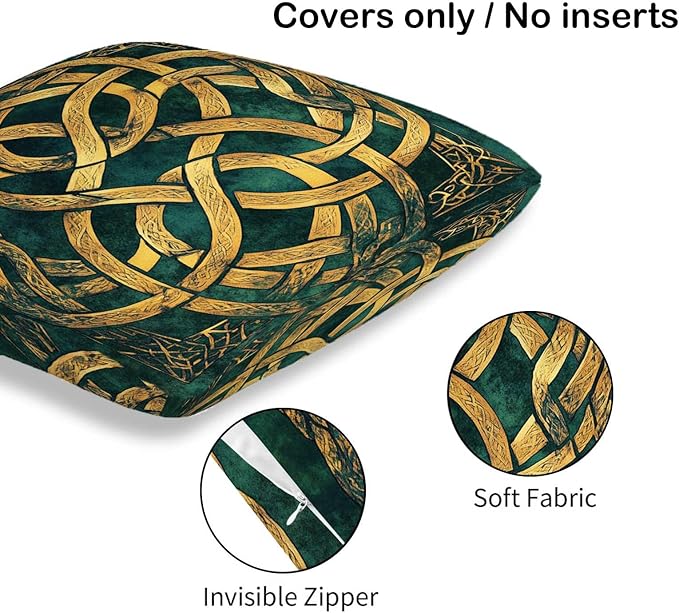 Celtic Knot Throw Pillow Cover 18x18 Set of 2, Cushion Case for Couch, Sofa, Bed Room and Living Room, Zipper Closure Pillow Cases, Abstract Decor for Home