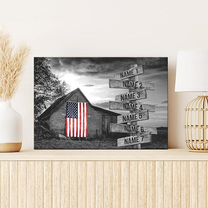 Dem Canvas Personalized Family Canvas, American Barn, Personalized Street Signs with Names Family Canvas Wall Decor