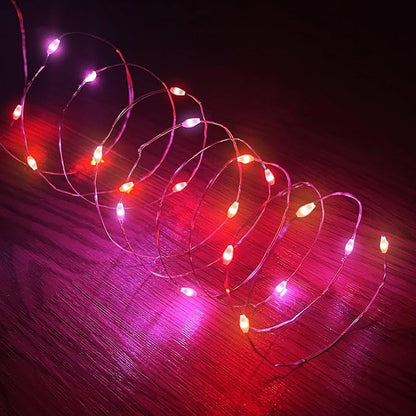 TURNMEON 3 Pack Three Color - Pink & Red & White Valentines Fairy Lights, Battery Operated String Lights for Indoor Decor, Each 50LED 16.7Ft