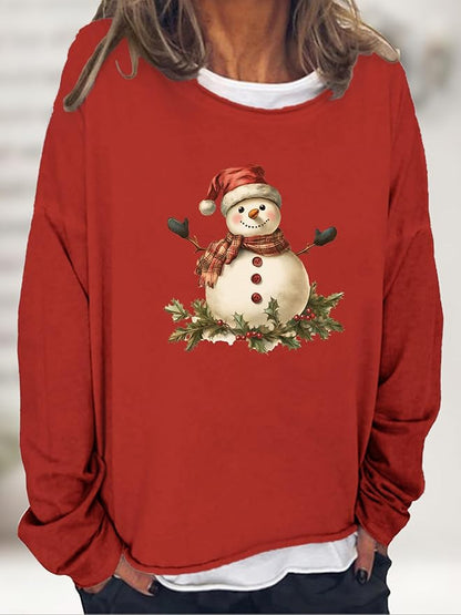 LOAIHA Christmas Shirts for Women Crewneck Snowman Snowflake Santa Graphic Shirts Christmas Tree Long Sleeve Xmas Hoodie