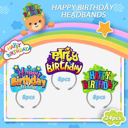 KKBES Happy Birthday Headbands, Paper Birthday Party Hats, 3 Patterns for Children and Adults Celebrating Birthdays