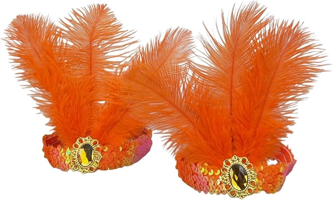 Feather Headpiece Sequins Headbands 1920s Flapper Showgirl Headpieces for Women Girls Carnival Party Accessories