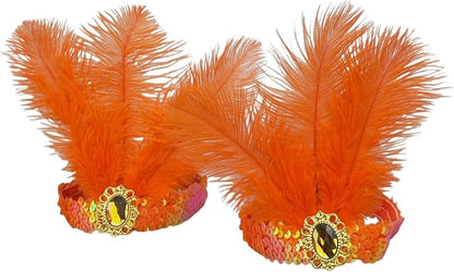 Feather Headpiece Sequins Headbands 1920s Flapper Showgirl Headpieces for Women Girls Carnival Party Accessories