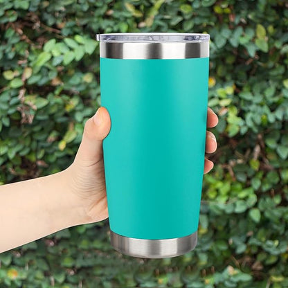 20oz Stainless Steel Tumbler Bulk with Lid, Travel Mug - Double Wall Vacuum Powder Coated Cup - Light Green, 6 Pack