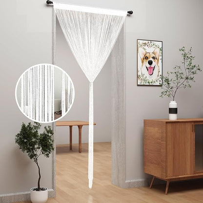 YIIBAII Door String Curtains Fringe Door Curtains for Doorways Window Room Decoration Living Room Divider(39"x110", White)
