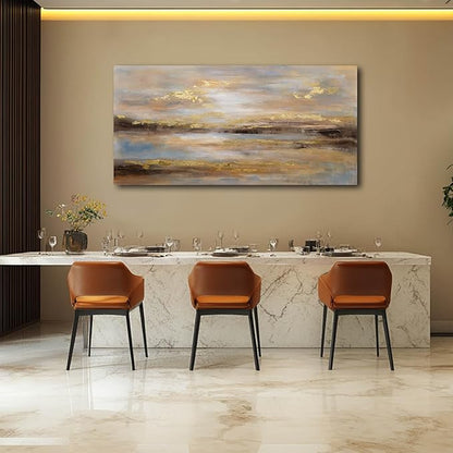 Abstract Wall Art Poster Prints Gold Art Pictures Modern Canvas Picture 24"x48" Canvas Wall Art for Office Bedroom Living Room Wall Decor