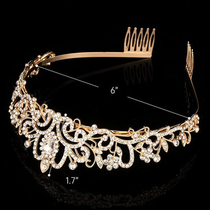Crystal Tiara Crowns For Women Girls Princess Elegant Crown with Combs Women's Headbands Bridal Wedding Prom Birthday Party