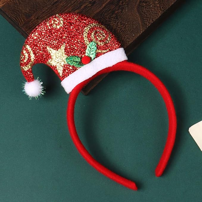 3Pcs Christmas Headbands Cute Santa Claus Antlers Xmas Hat Christmas Hair Accessories Great Fun of Festive for Christmas Party Favors Holiday Favors Photos Booth