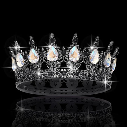 Queen Crown Rhinestone Wedding Crowns and Tiaras for Women Costume Party Hair Accessories Princess Birthday Crown Crystal Bridal Crown (Black & Moonlight Crown)