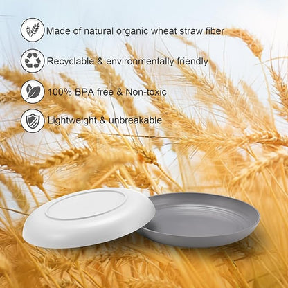 12 Pcs Unbreakable Deep Dinner Plates Set, 9 inch Reusable Plastic Wheat Straw Plates, Microwave and Dishwasher Safe Plate for Kitchen, Lightweight Plate for Dessert, BPA Free, 6 Colors