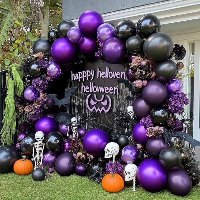 Purple and Black Balloons Dark Purple Balloon Garland Arch Lavender Lilac Kit For Wednesday Birthday Halloween Vampire Retirement Graduation Prom Party Decoration