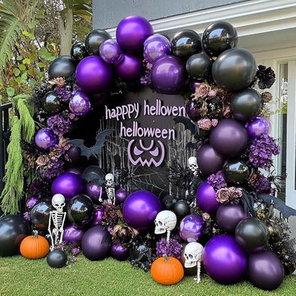 Purple and Black Balloons Dark Purple Balloon Garland Arch Lavender Lilac Kit For Wednesday Birthday Halloween Vampire Retirement Graduation Prom Party Decoration