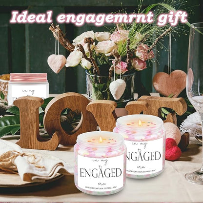 Bridal Shower Gifts- in My Engaged Era Aromatherapy Lavender Scented Soy Wax Candle- Engagement Gifts for Couples,Wedding Shower Bachelorette Present for Bride 4oz