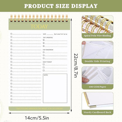 2 Packs To Do List Notepad, Totally 208 Pages To Do List Notebook A5 Undated Daily Planner Notepad with Transparent Cover and Task Checklist Home Office School Supplies, Simple Style