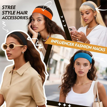 Headbands for Women Non Slip - 8 Pcs Head Bands Gifts for Woman Soft Comfortable Elastic Hair Band for Yoga Workout Sport Mothers Day Gifts for Mom Christmas Gift for Women Grandma Adults Stuffers