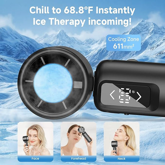 Portable Handheld Turbo Fan, 1-100 Gear Wind, Battery Operated, Up to 23 Working Hours, 3 IN 1 Personal Fan with Air Turbo Tech, Cooling Essentials for Indoor/Outdoor (Metallic Glossy Black)