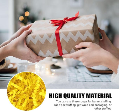 ZEBMOON 1 LB Yellow Crinkle Cut Paper Shred Filler Great for Gift Wrapping, Basket Filling, Birthday, Wedding, Halloween, Thanksgiving, Christmas Day, New Year Party Decorations Filling Supplies