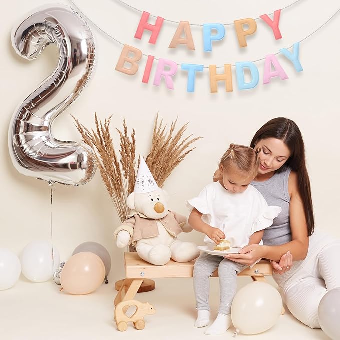 Felt Happy Birthday Garland Rainbow Banner Reusable Happy Birthday Sign Party Supply for Party Decor (Macaron Color,Normal)