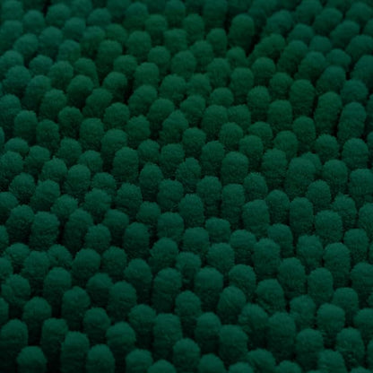HOMEIDEAS 3 Pieces Bathroom Rugs, Ultra Soft Non Slip Absorbent Chenille Toilet Bath Mat Set (Dark Green)