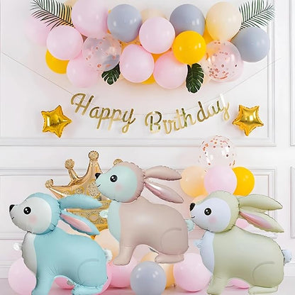 Cute Cartoon Bunny Standing Balloon,23in Cream White Rabbit Balloons Decorations for Animals Theme Birthday Party, Baby Shower, Gender Reveal,Easter Balloons,Set of 2
