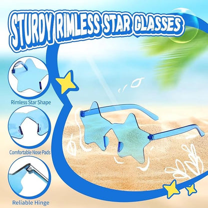 12/26/36 Pairs Rimless Star Shaped Sunglasses Transparent Glasses Bulk Fun Sunglasses for Party Favors