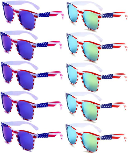 Eyegla Bulk American Sunglasses USA Flag Sunglasses Patriotic Glasses 4th of July Party Supplies-10/20Pack