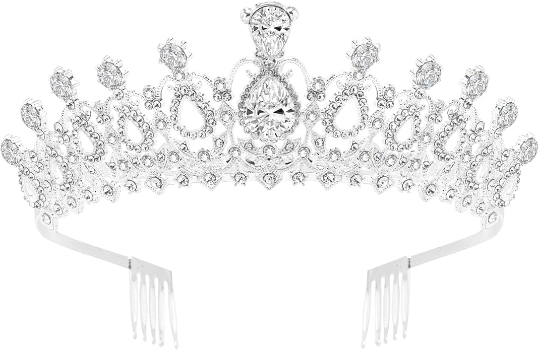 Crystal Tiara and Princess Crown,Silver Rhinestone Tiaras with Comb Crown,Bridal Wedding Queen Headbands Prom Birthday Party Halloween Hair Accessories Jewelry Gifts for Women Girls