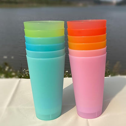32-ounce Unbreakable Plastic Tumblers - Lightweight Large Drinking Cups set of 12, Reusable BPA-free Dishwasher Safe | Stackable