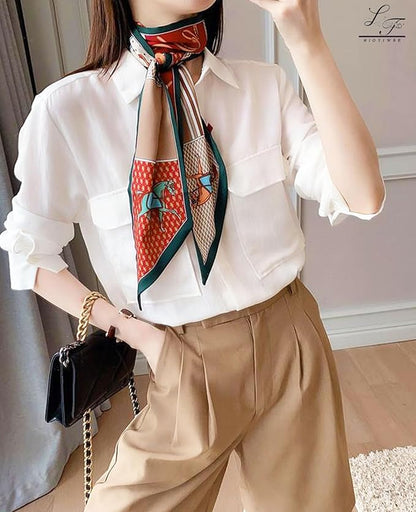 Head Scarf Hair Neck Scarves For Women Purse Bag Scarfs For Handbags Silky Long Thin Satin Headscarf Fashion
