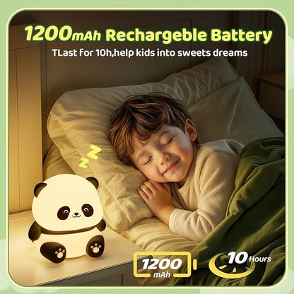 One Fire Panda Night Light for Kids Night Light, 16 Colors nightlight for Kids Room, Dimmable + Soft Silicone +12H Use Touch Nightlight Cute Lamp Kawaii Panda Gifts for Baby Toddler Girl Boy