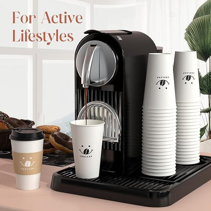 Coffee Cups with Lids and Sleeves, 16 Ounce 100 pack To Go Coffee Cups with Lids, Disposable Hot Coffee Paper Cups Bulk for Hot Beverage (16 Ounce, White)