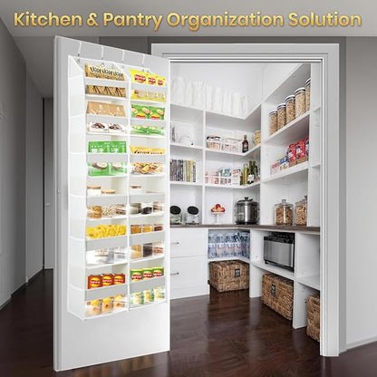 HOMELUX THEORY UPGRADED 6 Tiers Over The Door Organizer Hanging - 100D EXTRA THICK & 50lbs HUGE CAPACITY, 12 Side Mesh Pockets Over The Door Shoe Organizer, Hanging Closet Organizer (Ivory, XL)