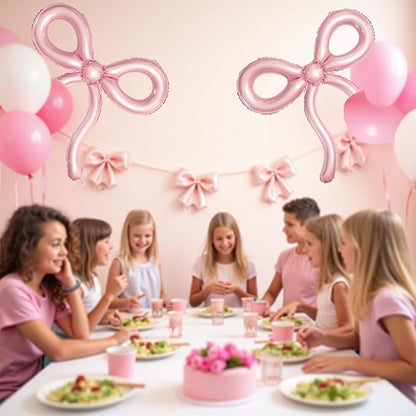 6 Pcs Pink Bow Balloons Bow Birthday Decorations for Girls Women Bow Theme Birthday Party Decorations for Bridal Shower Baby Shower Engagement Bachelorette Party Supplies 26 x 24 Inch