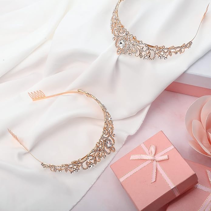 BBTO 10 Pcs Crystal Tiara and Crowns for Women Girls Princess Rhinestone Crown Queen Headband with Combs Bride Tiara for Birthday Party Wedding Prom Hair Accessories