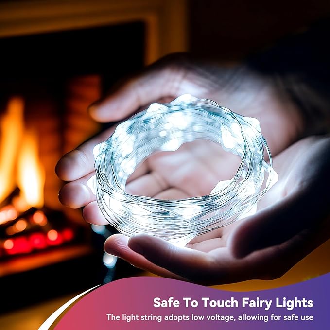 4 Pack 240LED Christmas Fairy Lights Battery Operated - 20FT Twinkle Lights with 2 Lighting Modes Indoor Outdoor, Waterproof Led Fairy String Lights for Bedroom, Classroom, Dorm, DIY Decor, Cool White