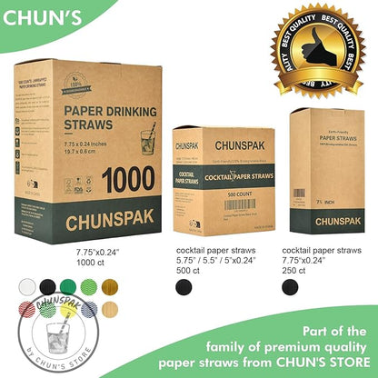Black Paper Straws 5.75 inch - 500 Bulk Biodegradable Paper Drinking Straws and Stir Sticks for Coffee and Cocktails