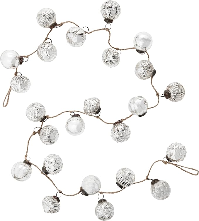 Creative Co-Op Embossed Antique Silver Mercury Glass Ornamental Garland (XC5496)