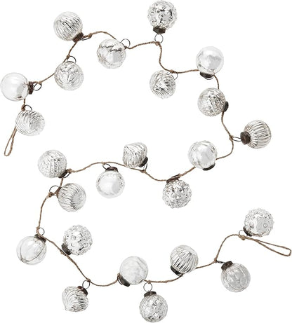 Creative Co-Op Embossed Antique Silver Mercury Glass Ornamental Garland (XC5496)