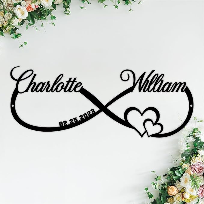 Personalized Couples Name Metal Sign,Custom Couples Name and Date Wall Decor,Passionate Heart Wall Art Sign for her him,Home,Wedding,Anniversary,Valentines Day Gift