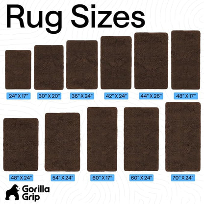 GORILLA GRIP Bath Rug Mat 48x17, Thick Soft Absorbent Chenille, Quick Dry Microfiber Mats, Rubber Backing Washable Shower Floor Rugs, Bathmat Runner, US Designed Bathroom Home Decor Accessories Brown